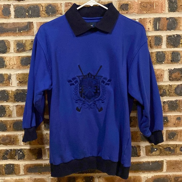 Escada Tops - Escada Sport VTG embroidered logo 3/4 sleeve collared, cotton sweatshirt, W’s S